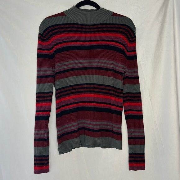 ERIKA RETRO STRIPE MOCKNECK SWEATER (L) - Picture 1 of 5